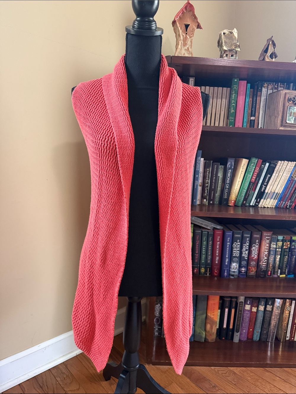 Coldwater Creek Coral Open-Front Knit Vest